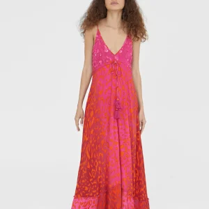 Lola Casademunt Baño<Vestido largo estampado animal print ROSA