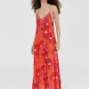 Lola Casademunt Vestidos Y Faldas | Baño<Vestido largo estampado floral ROJO-ROSA