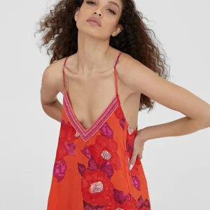 Lola Casademunt Vestidos Y Faldas | Baño<Vestido largo estampado floral ROJO-ROSA