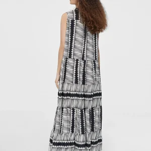 Lola Casademunt Baño<Vestido largo estampado étnico NEGRO-BLANCO