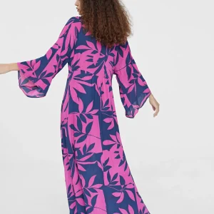 Lola Casademunt Baño<Vestido largo manga japonesa AZUL-ROSA
