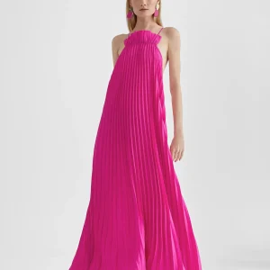 Lola Casademunt Vestidos Y Faldas<Vestido largo plisado FUCSIA