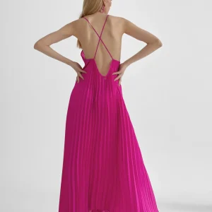 Lola Casademunt Vestidos Y Faldas<Vestido largo plisado FUCSIA