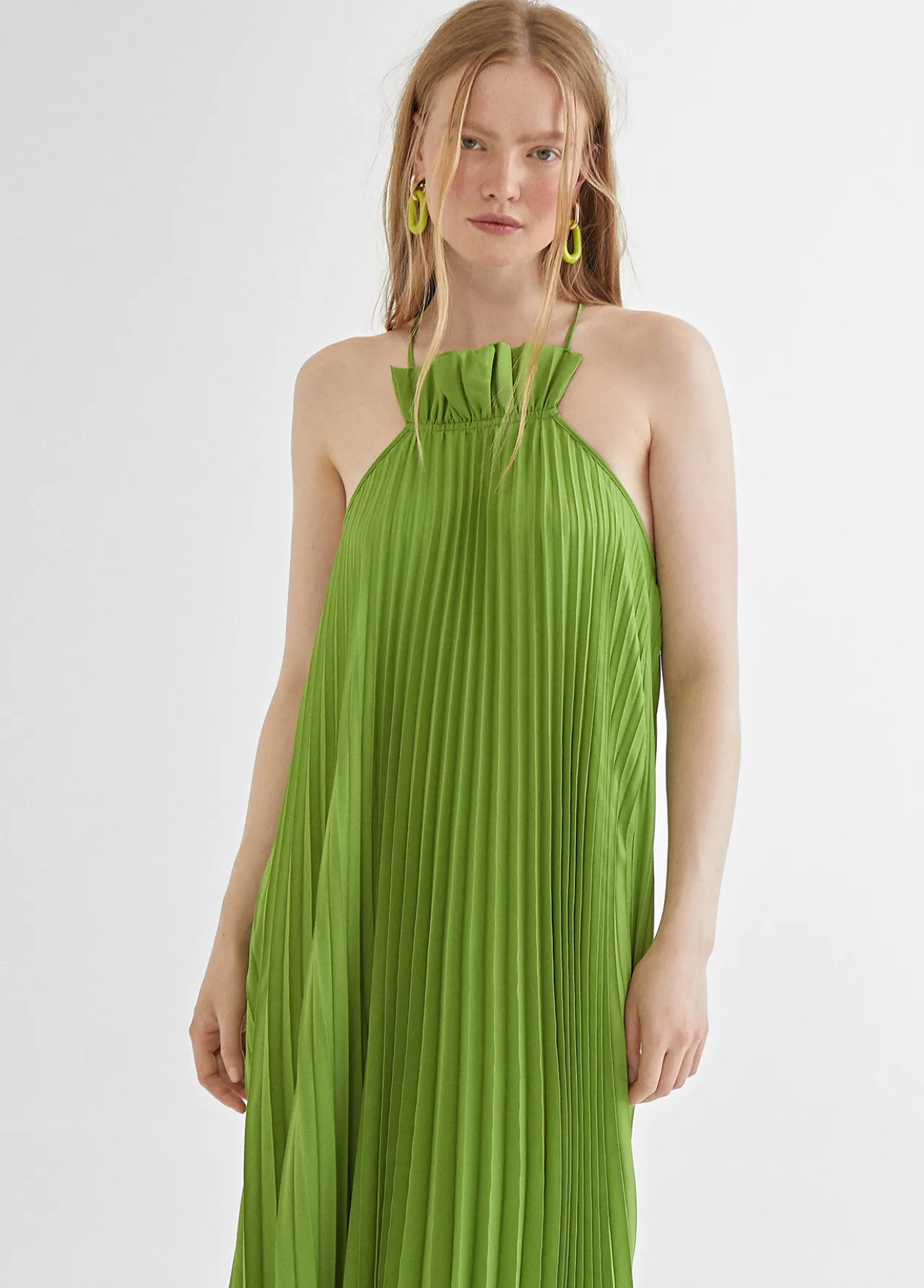 vestido_largo_plisado_4-1.webp Lola Casademunt Vestidos Y Faldas<Vestido largo plisado FUCSIA