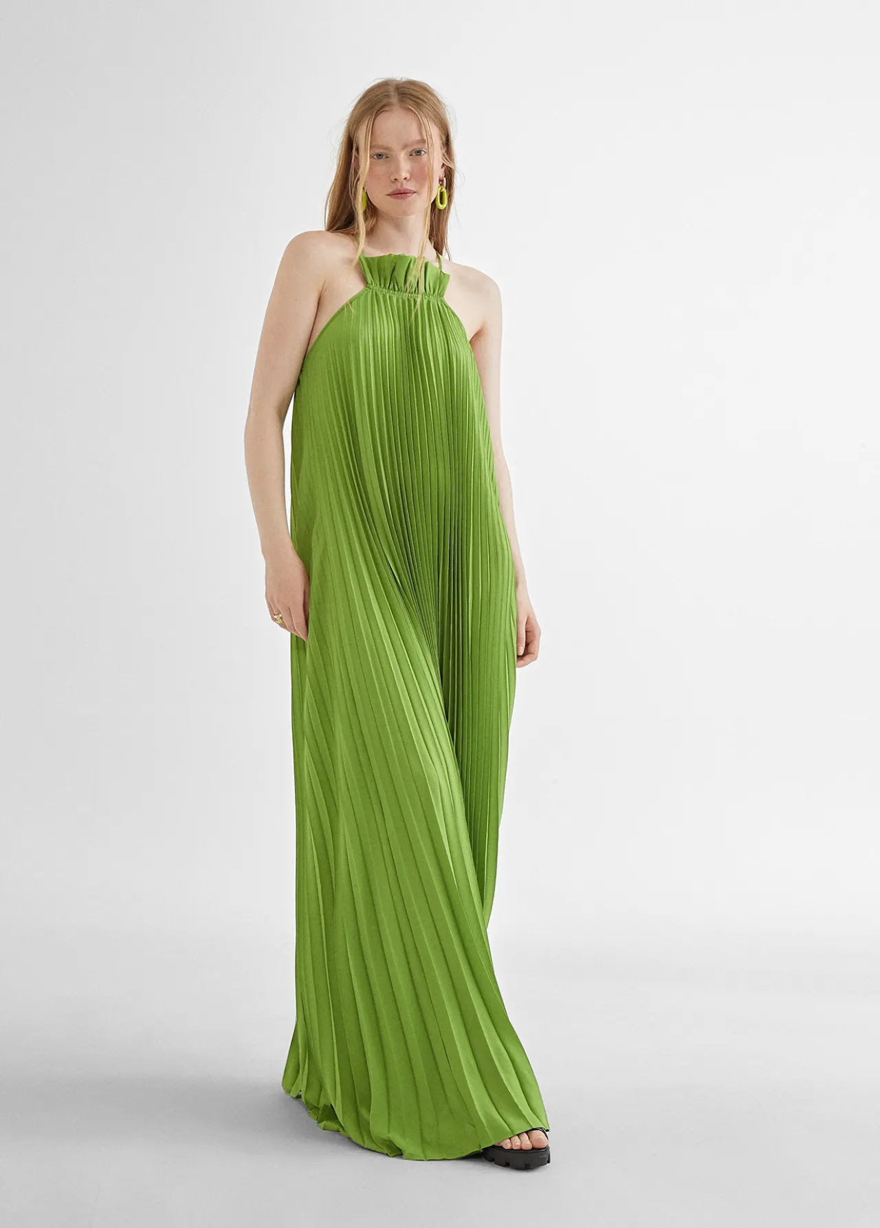 vestido_largo_plisado_5-1.webp Lola Casademunt Vestidos Y Faldas<Vestido largo plisado FUCSIA