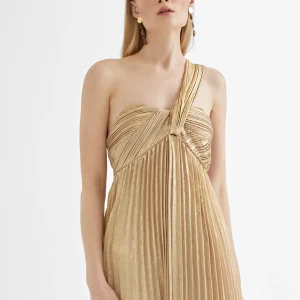 Lola Casademunt Vestidos Y Faldas<Vestido largo plisado tirante DORADO