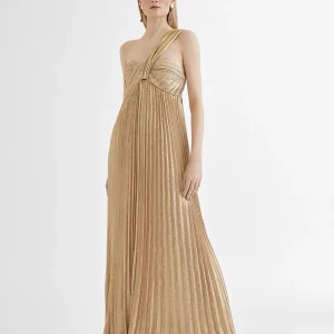 Lola Casademunt Vestidos Y Faldas<Vestido largo plisado tirante DORADO