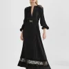 Lola Casademunt Vestidos Y Faldas<Vestido largo plisado y encaje NEGRO