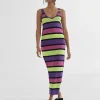 Lola Casademunt Punto<Vestido largo rayas VERDE-LILA