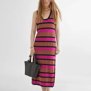 Lola Casademunt Vestidos Y Faldas | Punto<Vestido largo rayas NEGRO-ROSA