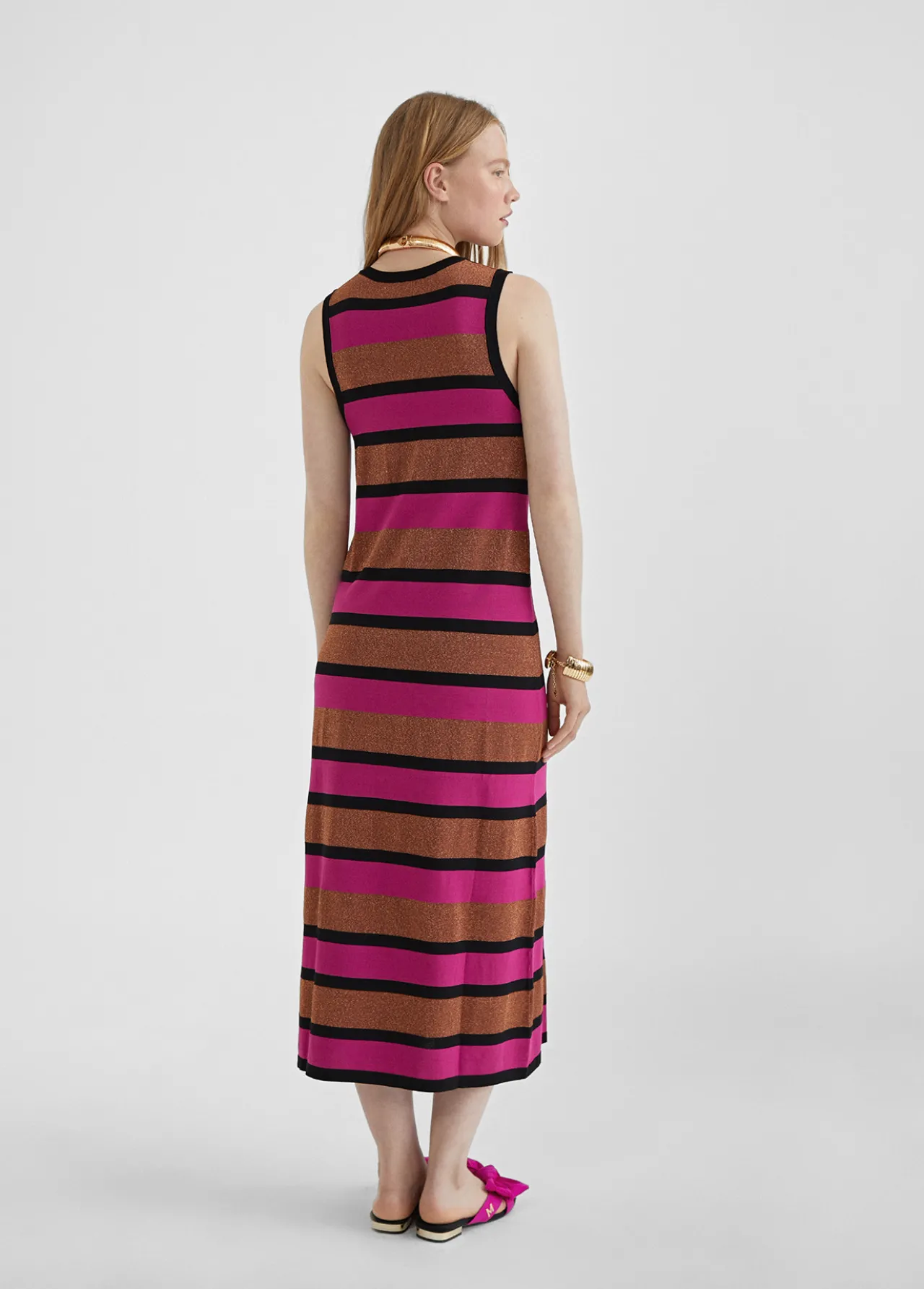 vestido_largo_rayas_2-2.webp Lola Casademunt Vestidos Y Faldas | Punto<Vestido largo rayas NEGRO-ROSA