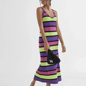 Lola Casademunt Punto<Vestido largo rayas VERDE-LILA