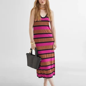 Lola Casademunt Vestidos Y Faldas | Punto<Vestido largo rayas NEGRO-ROSA