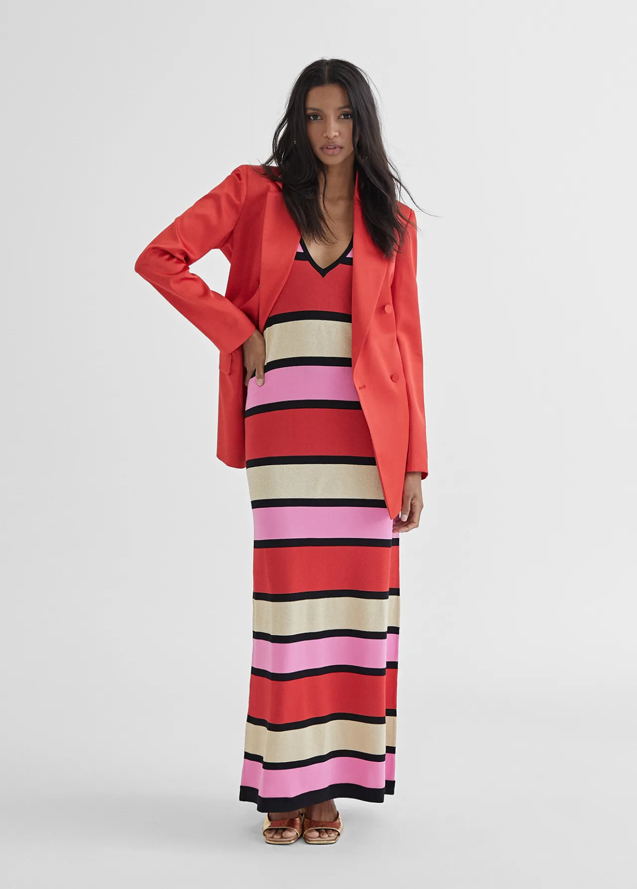 vestido_largo_rayas_4-1.webp Lola Casademunt Vestidos Y Faldas | Punto<Vestido largo rayas ROJO