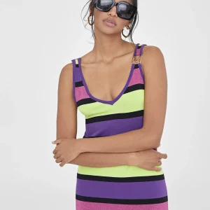 Lola Casademunt Punto<Vestido largo rayas VERDE-LILA