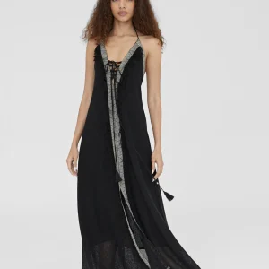 Lola Casademunt Vestidos Y Faldas | Baño<Vestido largo tejido desagujado NEGRO