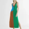 Lola Casademunt Vestidos Y Faldas | Punto<Vestido largo tricolor ROSA-METAL