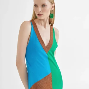 Lola Casademunt Vestidos Y Faldas | Punto<Vestido largo tricolor ROSA-METAL