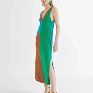 Lola Casademunt Vestidos Y Faldas | Punto<Vestido largo tricolor ROSA-METAL