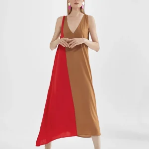 Lola Casademunt Vestidos Y Faldas<Vestido midi bicolor ROSA-ROJO
