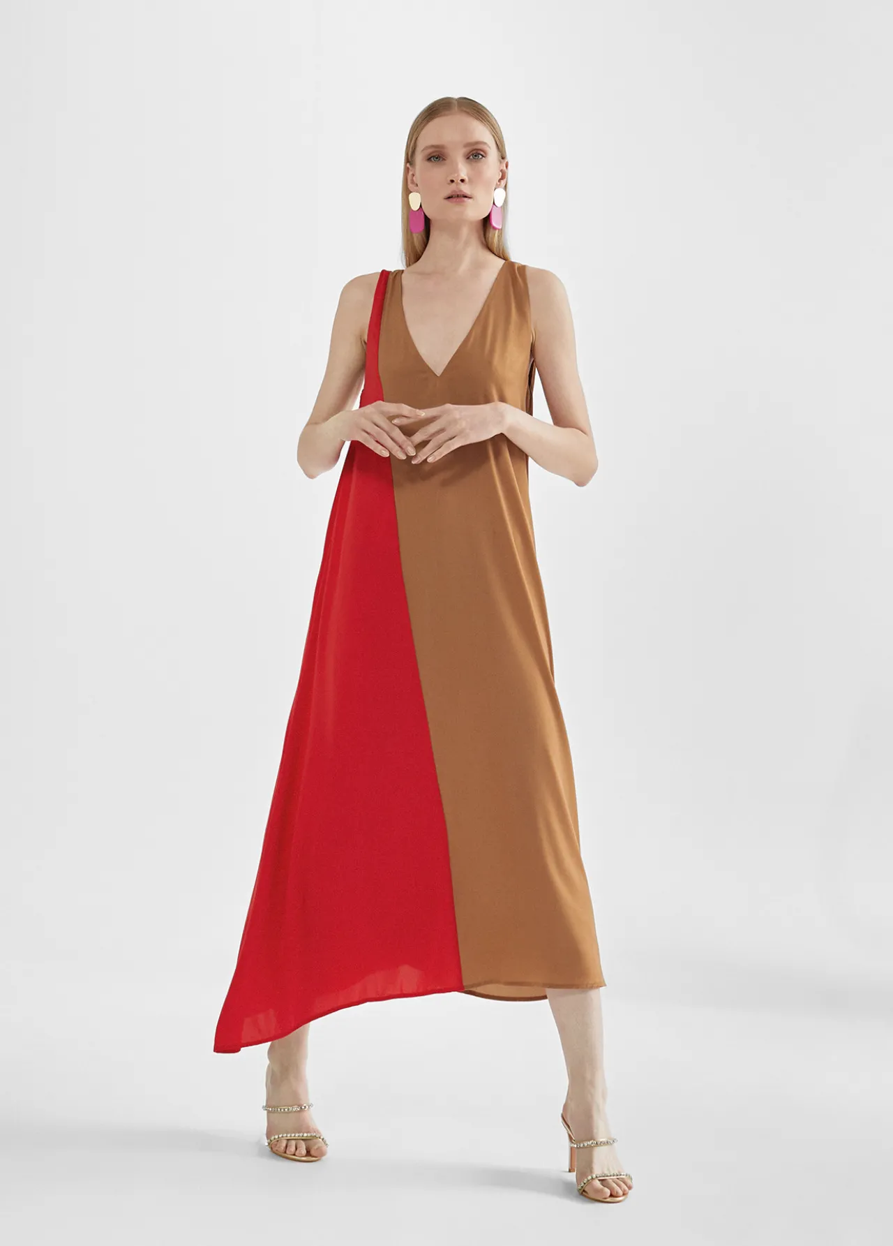 vestido_midi_bicolor_0-1.webp Lola Casademunt Vestidos Y Faldas<Vestido midi bicolor ROSA-ROJO
