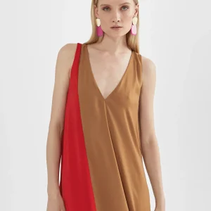Lola Casademunt Vestidos Y Faldas<Vestido midi bicolor ROSA-ROJO
