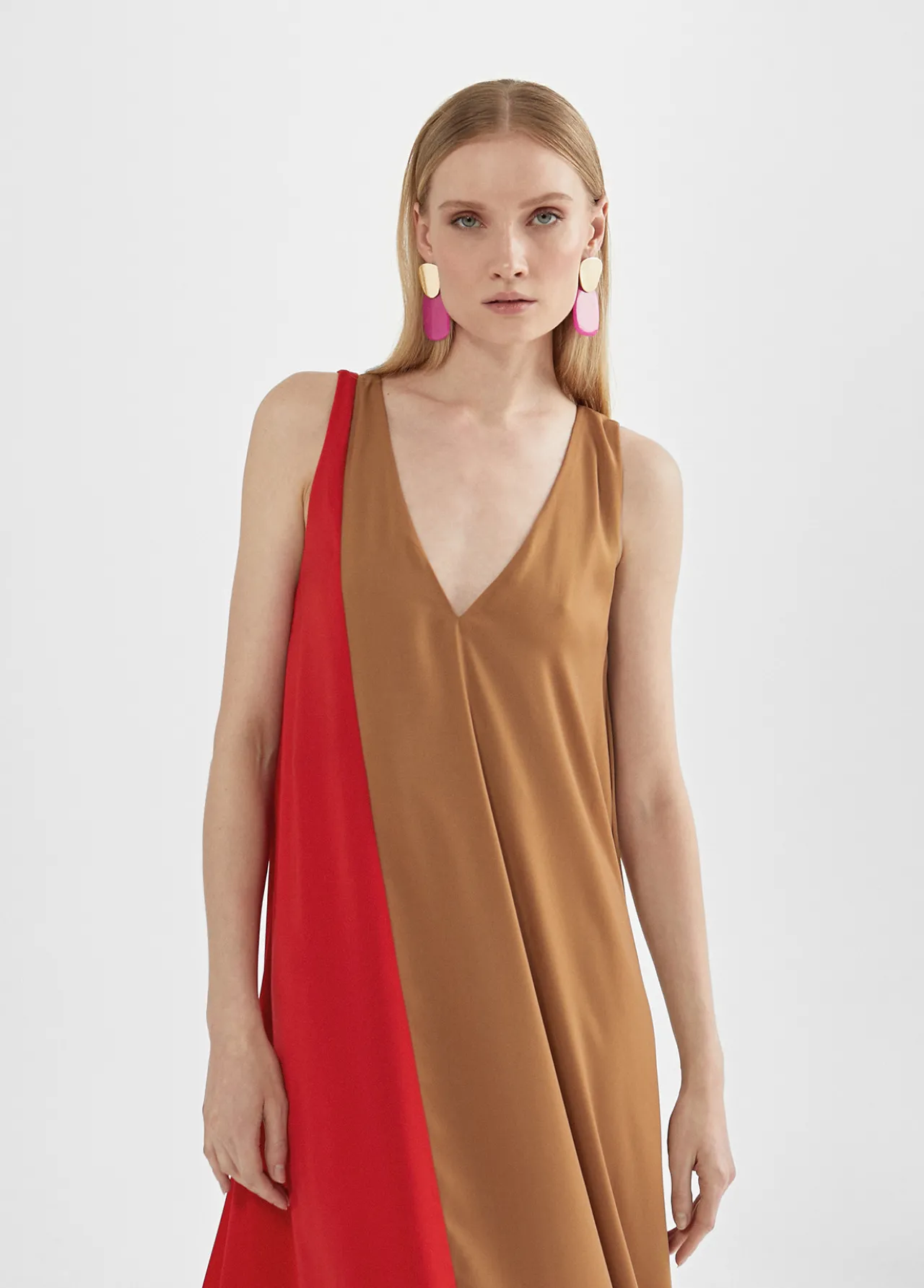 vestido_midi_bicolor_1-1.webp Lola Casademunt Vestidos Y Faldas<Vestido midi bicolor ROSA-ROJO
