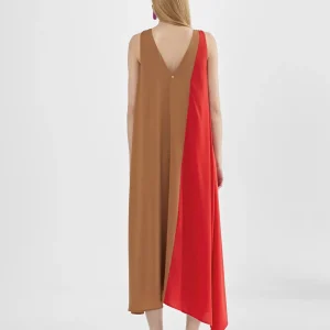 Lola Casademunt Vestidos Y Faldas<Vestido midi bicolor ROSA-ROJO