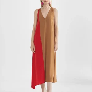 Lola Casademunt Vestidos Y Faldas<Vestido midi bicolor ROSA-ROJO