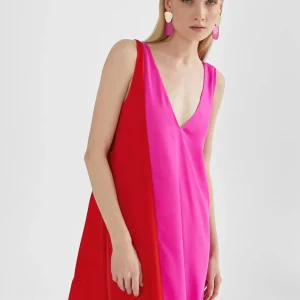 Lola Casademunt Vestidos Y Faldas<Vestido midi  bicolor ROSA-ROJO