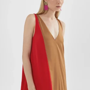 Lola Casademunt Vestidos Y Faldas<Vestido midi bicolor ROSA-ROJO