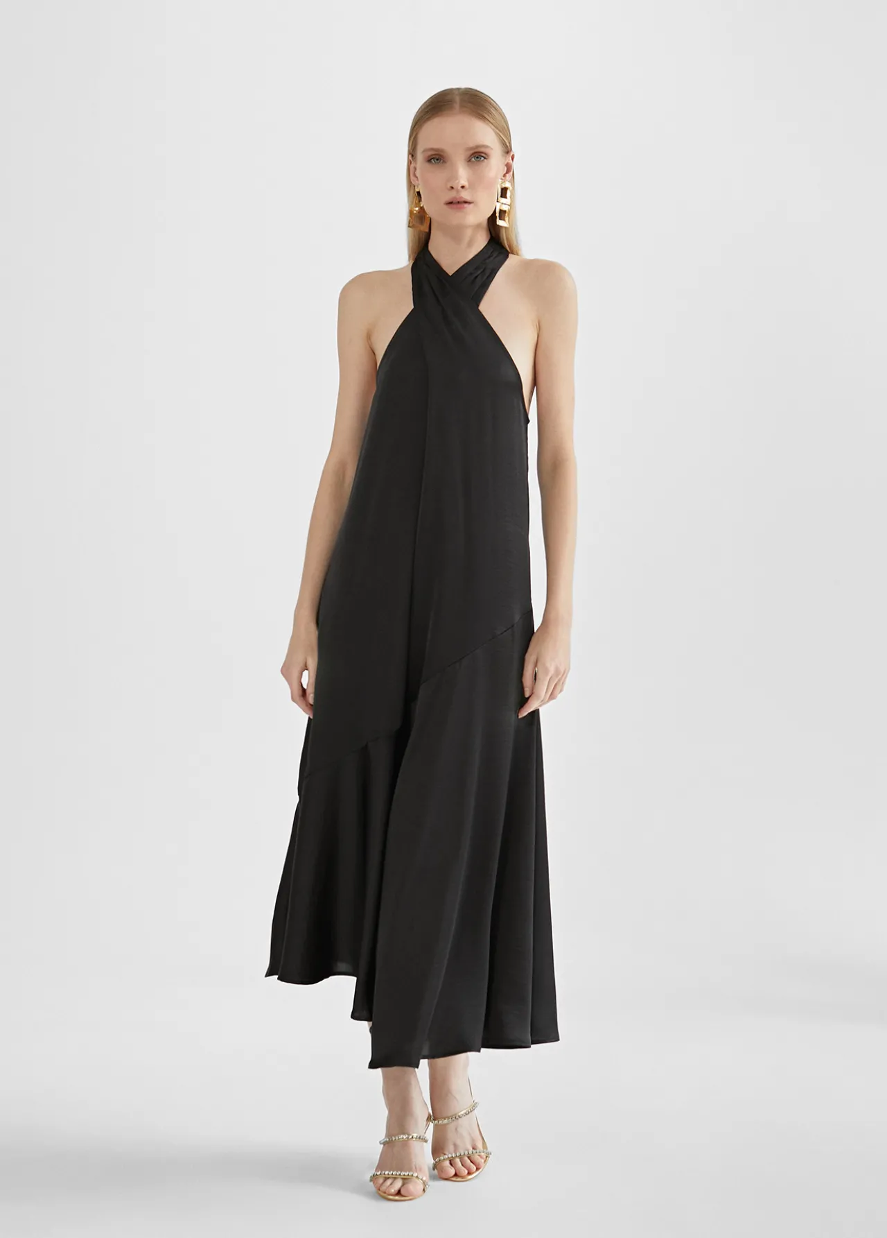 vestido_midi_cuello_halter_cruzado_3-1.webp Lola Casademunt Vestidos Y Faldas<Vestido midi cuello halter cruzado ROJO