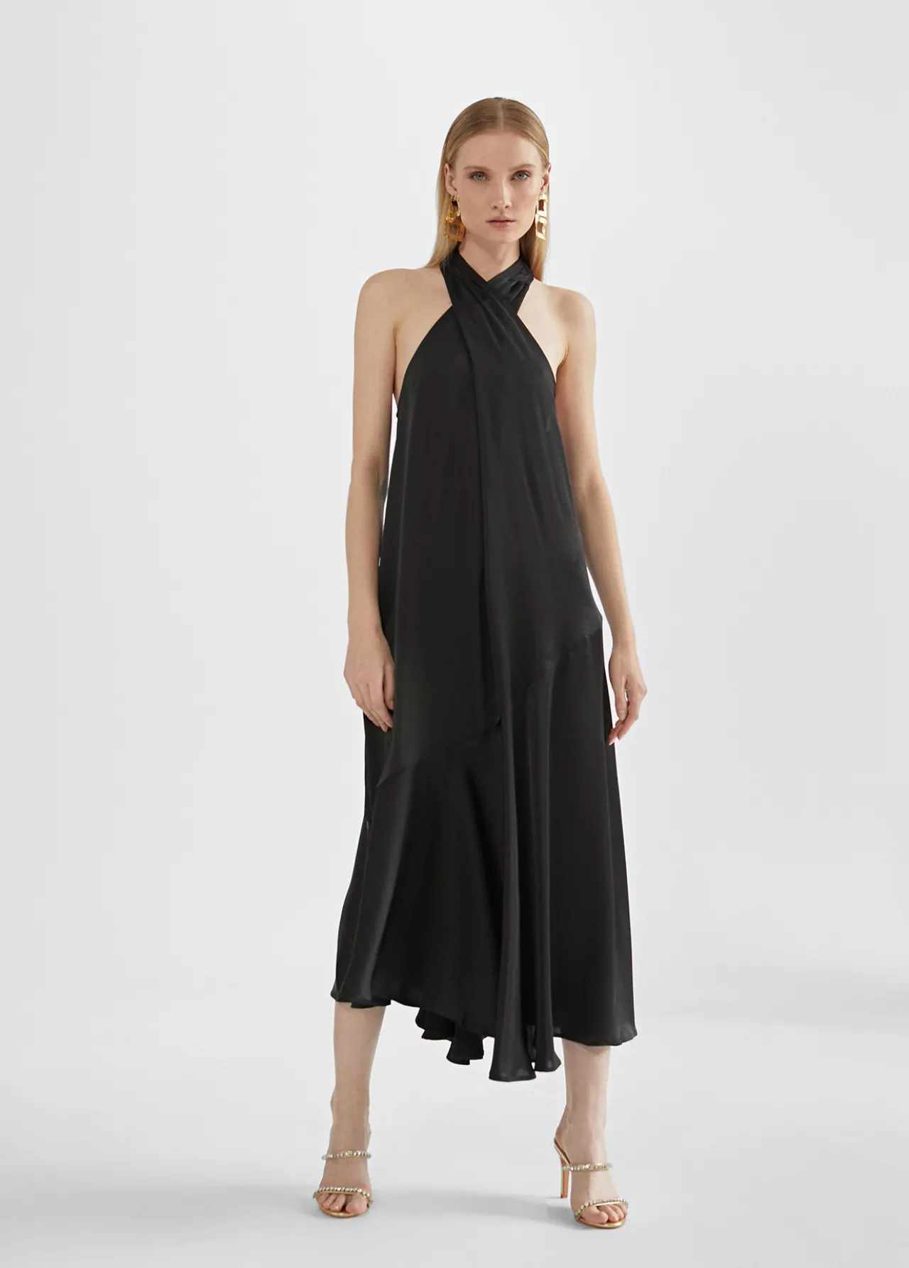 vestido_midi_cuello_halter_cruzado_4-1.webp Lola Casademunt Vestidos Y Faldas<Vestido midi cuello halter cruzado ROJO