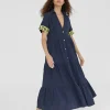 Lola Casademunt Vestidos Y Faldas | Baño<Vestido midi de volantes NAVY