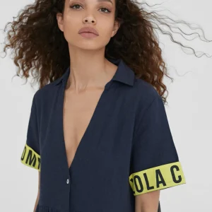 Lola Casademunt Vestidos Y Faldas | Baño<Vestido midi de volantes NAVY