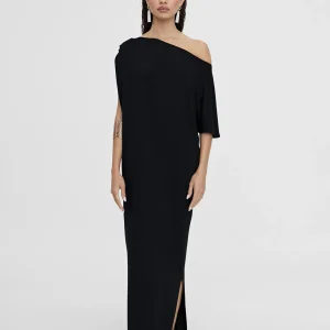 Lola Casademunt Vestidos Y Faldas<Vestido midi fruncido NEGRO