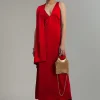 Lola Casademunt Vestidos Y Faldas<Vestido midi satén ROJO
