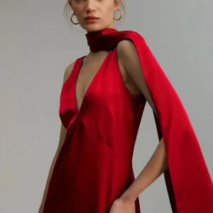 Lola Casademunt Vestidos Y Faldas<Vestido midi satén ROJO