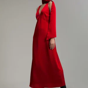 Lola Casademunt Vestidos Y Faldas<Vestido midi satén ROJO