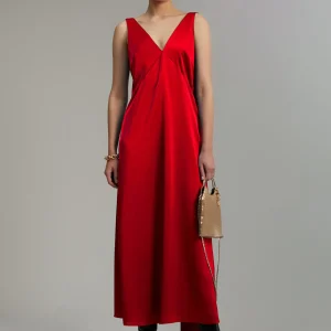 Lola Casademunt Vestidos Y Faldas<Vestido midi satén ROJO