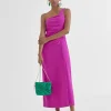 Lola Casademunt Vestidos Y Faldas<Vestido midi tirante asimétrico MAGENTA