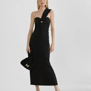 Lola Casademunt Vestidos Y Faldas<Vestido midi tirante asimétrico NEGRO