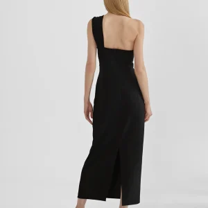 Lola Casademunt Vestidos Y Faldas<Vestido midi tirante asimétrico NEGRO