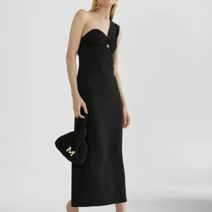 Lola Casademunt Vestidos Y Faldas<Vestido midi tirante asimétrico NEGRO
