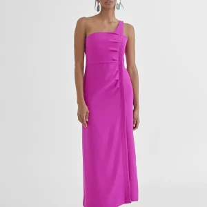 Lola Casademunt Vestidos Y Faldas<Vestido midi tirante asimétrico MAGENTA