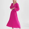 Lola Casademunt Vestidos Y Faldas<Vestido plisado con manga FUCSIA