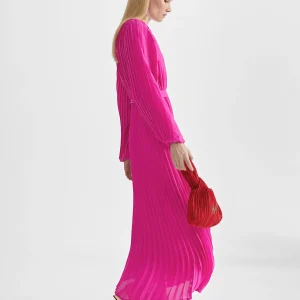 Lola Casademunt Vestidos Y Faldas<Vestido plisado con manga FUCSIA