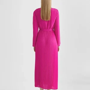 Lola Casademunt Vestidos Y Faldas<Vestido plisado con manga FUCSIA