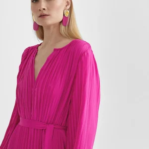 Lola Casademunt Vestidos Y Faldas<Vestido plisado con manga FUCSIA