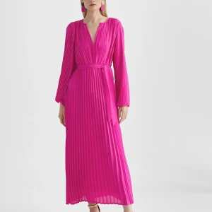 Lola Casademunt Vestidos Y Faldas<Vestido plisado con manga FUCSIA